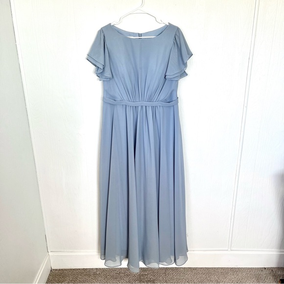JJ’s House Women’s Light Blue Flutter Sleeve Maxi Dress - Picture 4 of 7